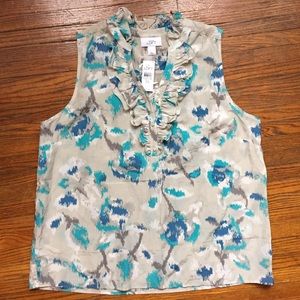 LOFT NWT size XL Cotton & Silk blouse with ruffle